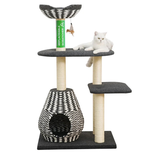 Cat Tree with Hammock and Rope Toy